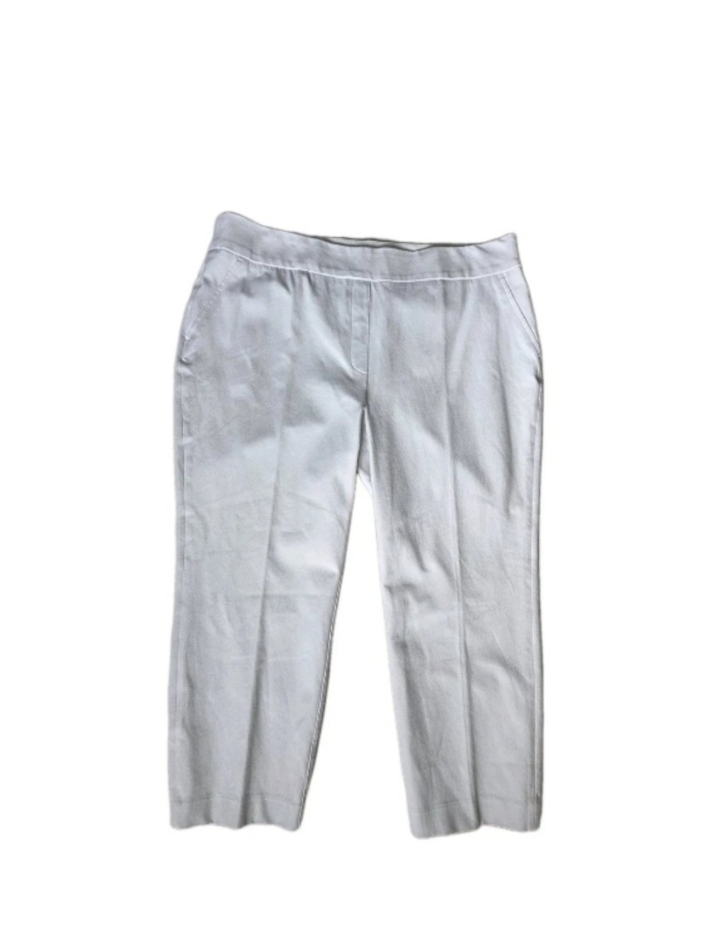 Spanx Womens On The Go Cropped Pants Size 1X Pull On White